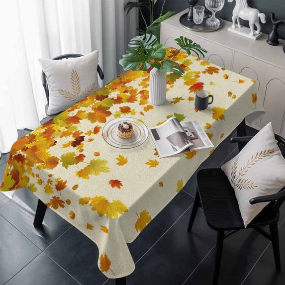 Maple Leaf Fall Table Cloth Waterproof Tablecloths, Thanksgiving Fallen Leaves Autumn Rustic Tablecloth Dining Table Cover for Kitchen Party Tabletop Outdoor, Rectangle Tablecloth 60x120 Inch