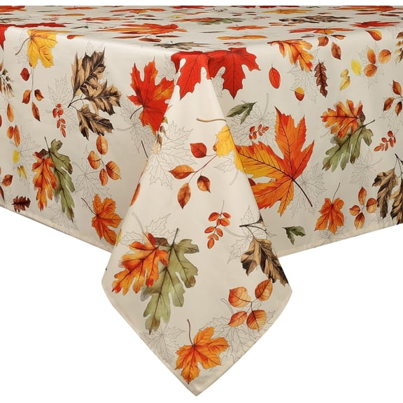 Maple Leaf Fall Tablecloth Waterproof, Thanksgiving Table Cloth Rectangle, Stain Resistant Fabric Table Cloths for Kitchen Table Party Picnic Dinner Decor (60 x 84 Inch)
