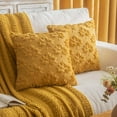 thumbnail image 1 of Maple Leaf Fall Throw Pillow Covers 20"x20" Set of 2, Mustard Yellow Farmhouse Decorative Pillow Covers for Autumn Harvest Holiday Accent Pillowcases, Faux Fur Pillow Cover for Couch Bed Room, 1 of 15