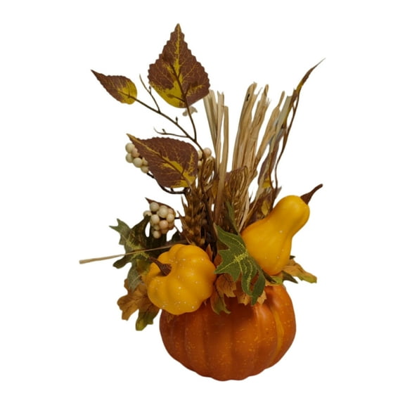 Maple Leaf Fruit Bunch Pumpkin Basin Home Decorative Props, A 28Cm Ceramic Pot With Flaming Maple Leaves Ochre Pumpkins Red Fruit Clusters And Acorns, 360° Seamless Design Visible