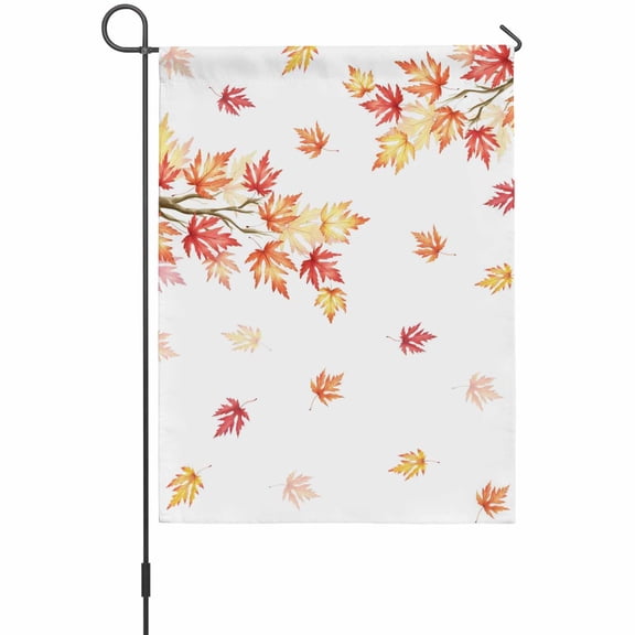 Maple Leaf Garden Flag 12 x 18 Inches, Fall Fallen Leaves Branch Autumn Plant Weather Proof Outdoor Patio Flags Double Sided Small Garden Decoration for Yard Outside Home