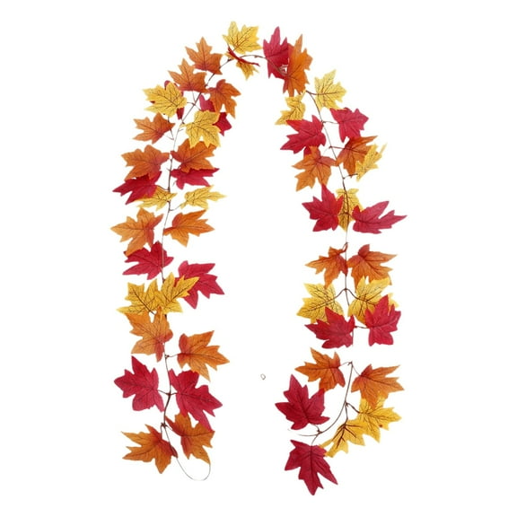 Maple Leaf Garland, Fall Decor Maple Leaf Garland, Artificial Leaves for Thanksgiving Home Wall Decoration, Autumn Party Decor, Realistic Texture Orange