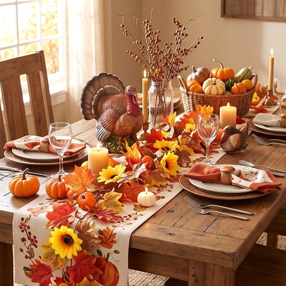 Maple Leaf Garland for Fall Decor - Thanksgiving Halloween Faux Foliage ...