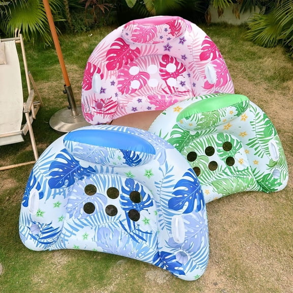 Maple Leaf Inflatable U-Shaped Pool Seat, Thickened PVC Leakproof Quick-Inflate with Cup Holders & Sturdy Handles Water Chair for Beach Pool Lake Summer Outdoor Float, Pink