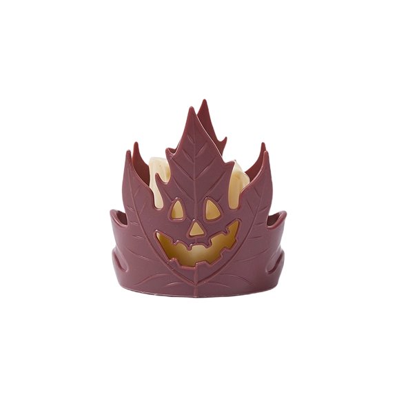 Maple Leaf Jack O Lantern LED Tea Light Candle, Flameless Flickering Pumpkin Face Night Light, Fall Thanksgiving Tabletop Decor Lights,2.75*2.55,2PC.