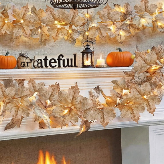 Maple Leaf LED Vine Light Garland with Soft Glow Festive Light for Indoor Outdoor Setting Fireplace Window Holiday Ambiance Thanksgiving Celebration