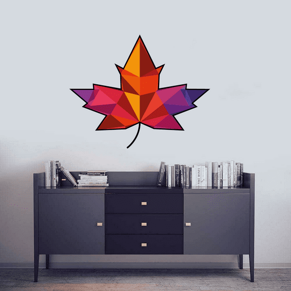 Maple Leaf Leaves Plant Vinyl Stained Glass Film Static Cling Window Waterproof Decal for Girls Boys Kids Room Bedroom Nursery House Fun Home Decor Stickers Wall Art Vinyl Decoration (13x15 inch)