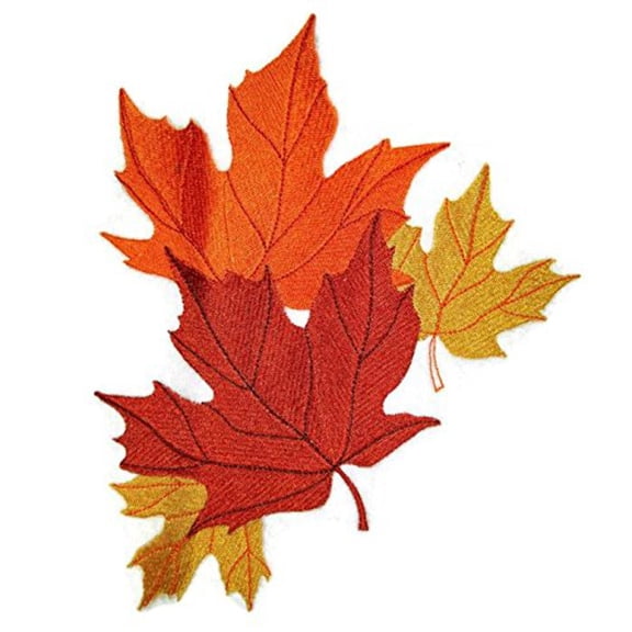 Maple Leaf Montage Embroidered Iron on/Sew patch [7" X 7.8"]