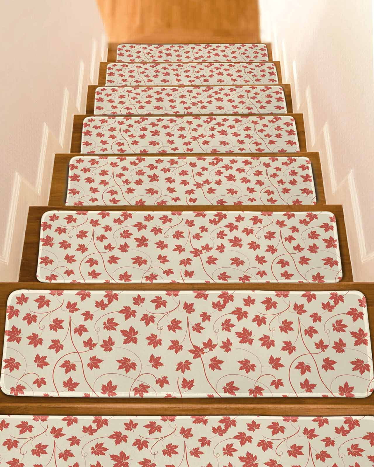 Maple Leaf Non-Slip Stair Treads for Wooden Steps, 15 Pack-8x30in ...