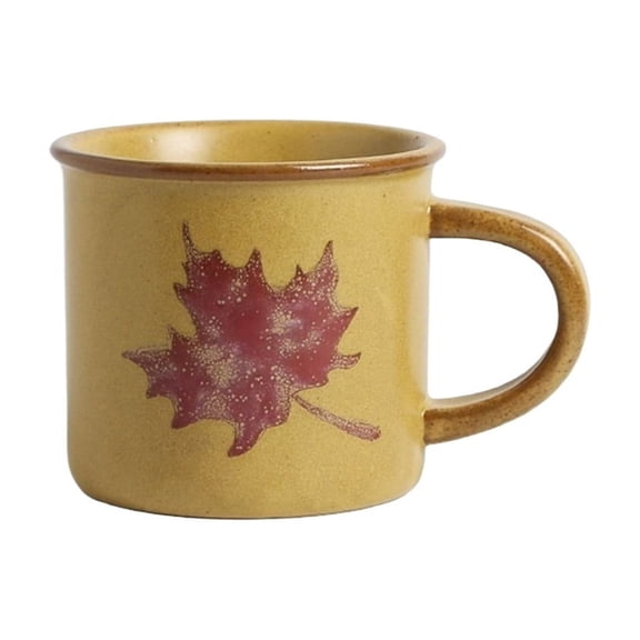 Maple Leaf Pattern Mug Stoneware Frosted Household Coffee Cup with Handle