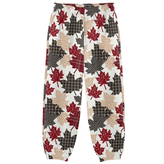 Maple Leaf Plaid Boys Pants Kids Casual Sweatpants Joggers Toddler Sports Pants 3-10 Years