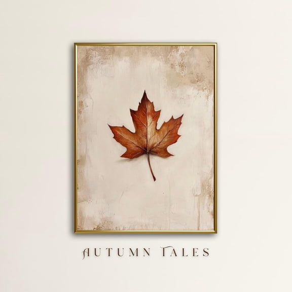 Maple Leaf Poster Wall Art Minimalist Fall Print Warm Earthy Tone Rustic Farmhouse Decor Home Decor, 12x18 UNFRAMED
