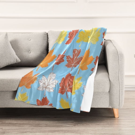 Maple Leaf Print Throw Blanket 60" x 90" Soft and Warm Blankets for Couch Sofa and Bed