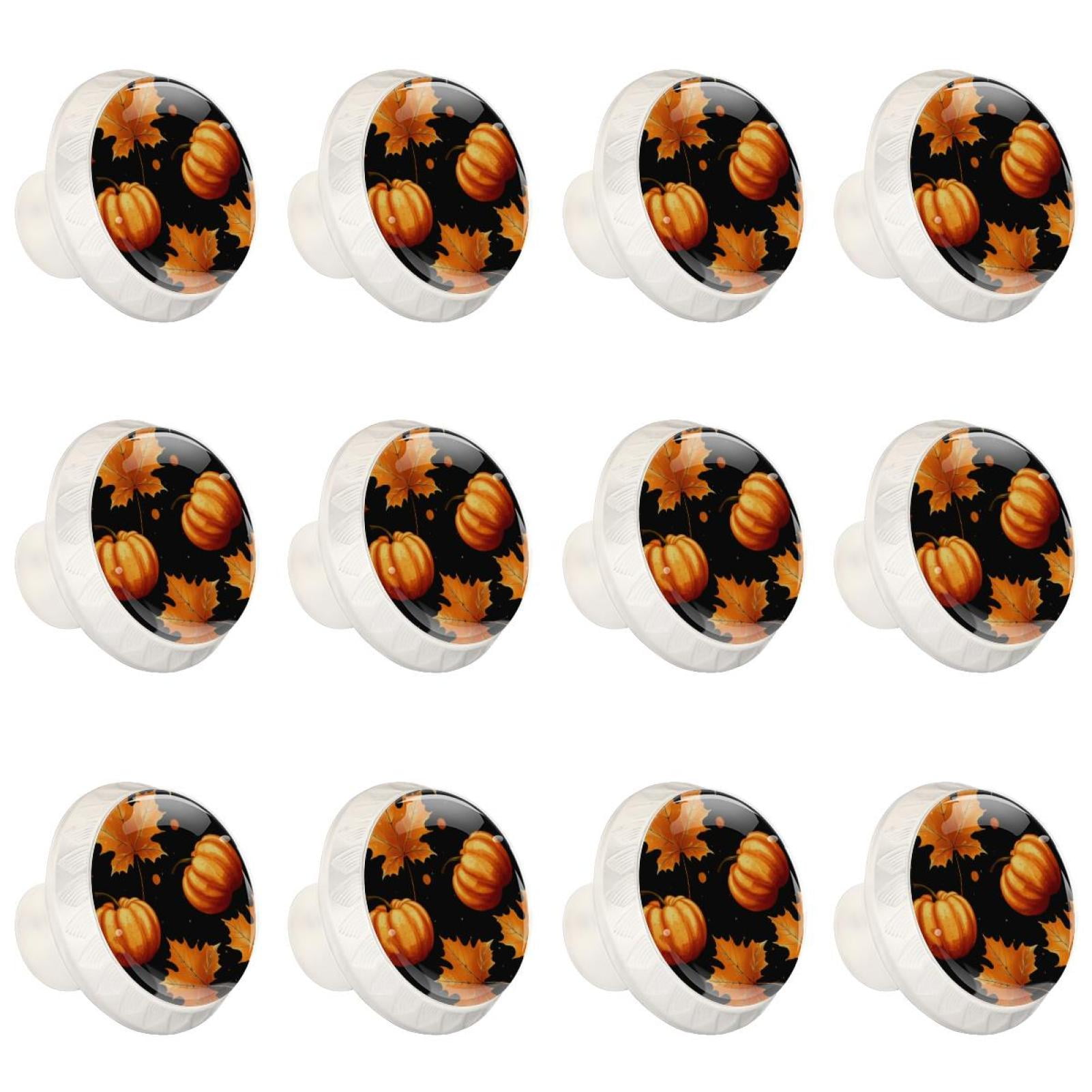 10-Pack Ceramic Pumpkin Cabinet Knobs With Backplates, 2 Screw Type 15 Inch Size Home Decor Hardware