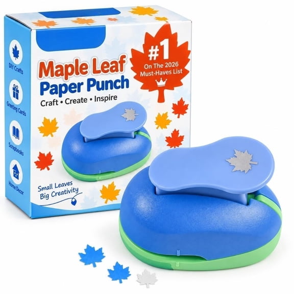 Maple Leaf Punch Cutter , Paper Punches, Craft Lever Punch Handmade, Leaves Shape for Paper Crafting, Scrapbooking, Cards Decoration, Color sent at random