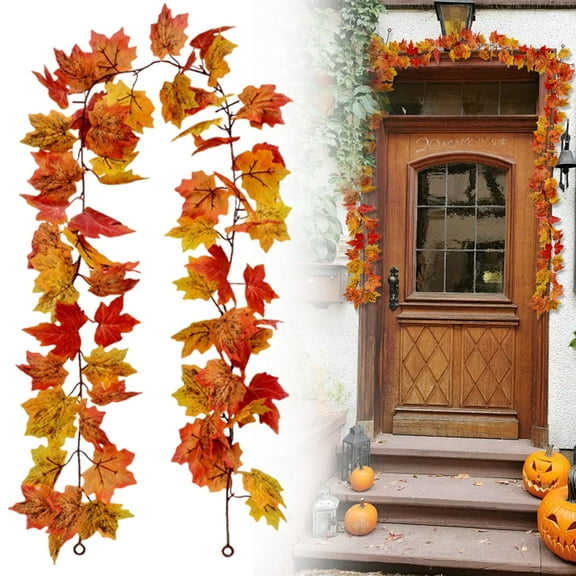 Maple Leaf Rattan Wreath Accent Style Z – Stop Plain Wreaths for Custom Fall Door DIY Decor