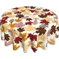 thumbnail image 1 of Maple Leaf Round Tablecloth 60 Inch Colorful Fall Autumn Leaves Circle Table Cover Thanksgiving Dustproof Heat Resistant Table Cloth for Kitchen Dining Picnic Tabletop Party Decor, 1 of 6