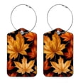 thumbnail image 1 of Maple Leaf Square PU Leather Luggage Tags, 2 Pack, with Privacy Cover and Stainless Steel Ring - Suitable for Travel, Backpack, Handbag - Bag Tags, Handbag Tags, 1 of 7