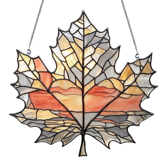 Maple Leaf Stained Glass Window Hanging Ornaments Fall Suncatcher Christmas Gifts,Fall Harvest Sun Catcher, Autumn Fall Decor Gift for Woman Mom Grandma Nana Wife Mother Suncatcher