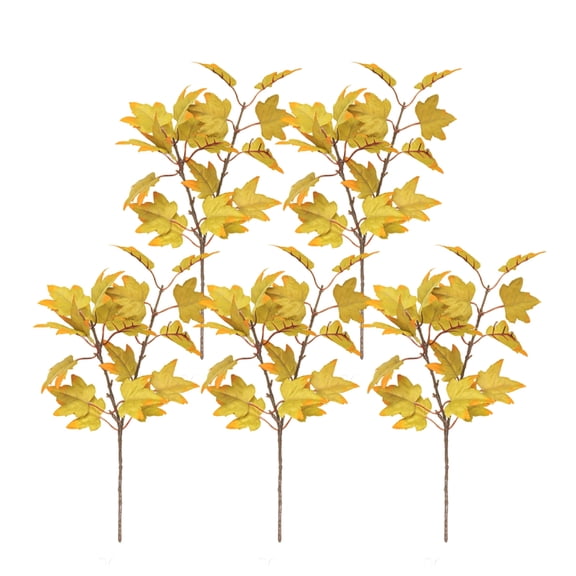 Maple Leaf Stems for Thanksgiving Autumn Decoration 5-Pack Harvest Style Artificial Fall Foliage for Home Table Centerpiece and Vase Decor