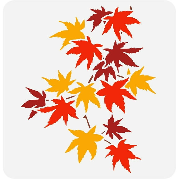 Maple Leaf Stencil forPainting 11.8x11.8inch Leaf Pattern Drawing Template Maple Leaf Branch Painting Stencil Plastic Foliage Hollow Out Stencil