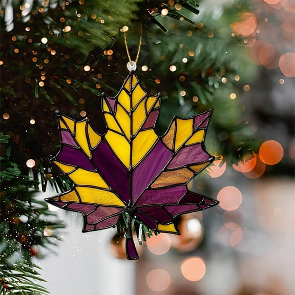 Maple Leaf Sun Catcher, Handmade Acrylic Window Hanging Ornament with Reflective Light Effects for Christmas Tree, Home, and Holiday Decor