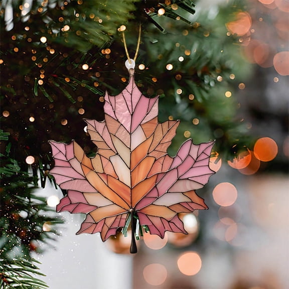 Maple Leaf Suncatcher for Window, 3.9 Inch Plastic Maple Leaves Hanging Ornament, Fall Leaves Wall Art Decor Panel Home Decoration, Versatile for Thanksgiving Christmas Decorations Party Supplies