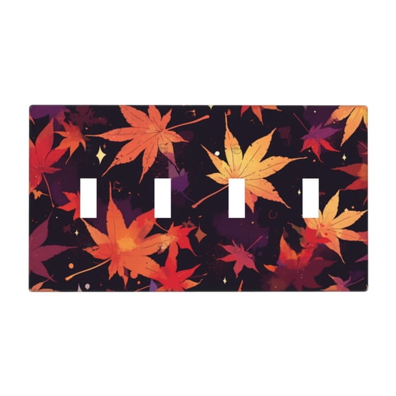 Maple Leaf Switch Cover Decorative Wall Plate / 4-Gang 4-Toggle / Standard Size 4.5x8 in