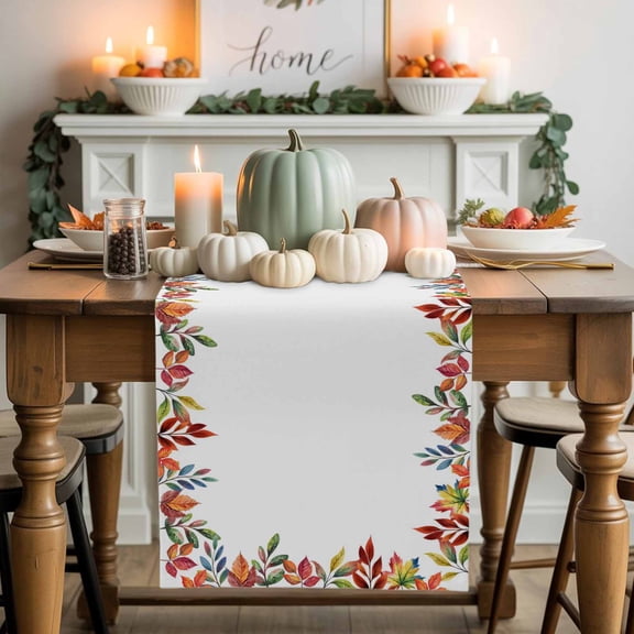 Maple Leaf Table Runner, Autumn Thanksgiving Kitchen Dining Table Decoration for Home Party Decor 13x36 Inches