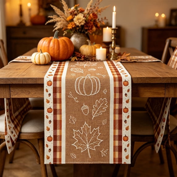 Maple Leaf Table Runner Fall Thanksgiving Dining Table Decor Water Resistant Washable Autumn Holiday Table Flag