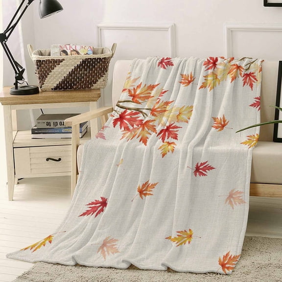 Maple Leaf Throw Flannel Blanket 30x40In Fall Fallen Leaves Branch Vintage Linen Autumn Super Soft Cozy Bed Blanket, Lightweight Plush Fuzzy Bed Throw for Bedroom Sofa Couch Living Room