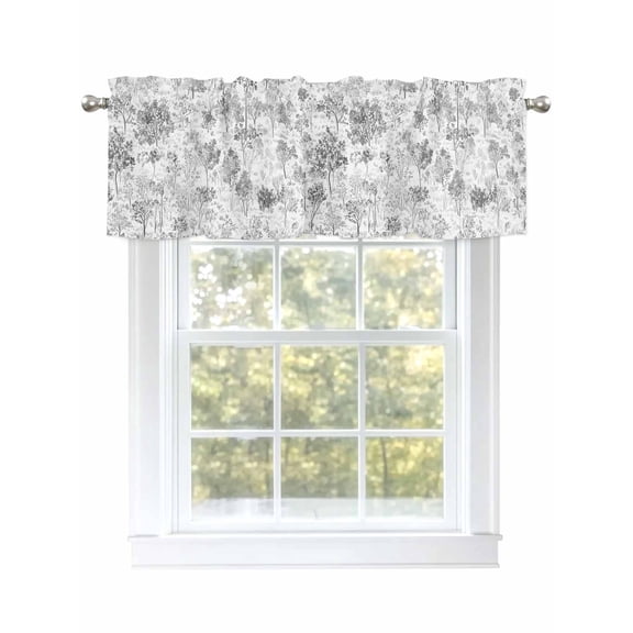 Maple Leaf Tree Pine Valances for Windows, Rod Pocket Kitchen Valance Curtains - Soft & Washable Small Window Treatment for Living Room, Bathroom, Plants Tree Forest 54x18inch, 1 Panel