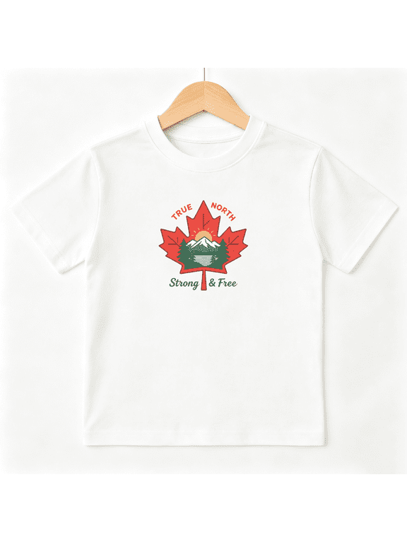 Maple Leaf True North Boys Graphic Tees Outdoor Nature Kids T-Shirt 100% Cotton Short Sleeve Tops Ages 4-13Y