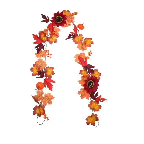 Maple Leaf Vine Artificial Green Plant Autumn Season Decor Flexible Hanging Ornament for Home Fireplace Wall Holiday Festive Decorative Display