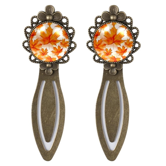 Maple Leaf Vintage Copper-Colored Lace Bookmarks: Stainless Steel Reading Accessories and Gifts for Book Lovers and Readers - Set of 2 Bookmarks