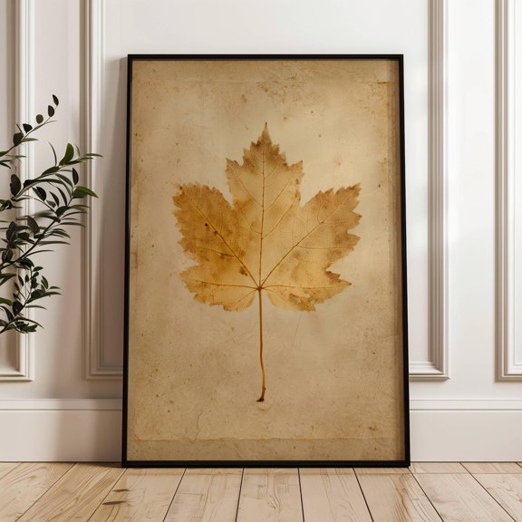 Maple Leaf Vintage Fall Print Autumn Landscape Wall Art, Unframed Paper Poster 8x10in