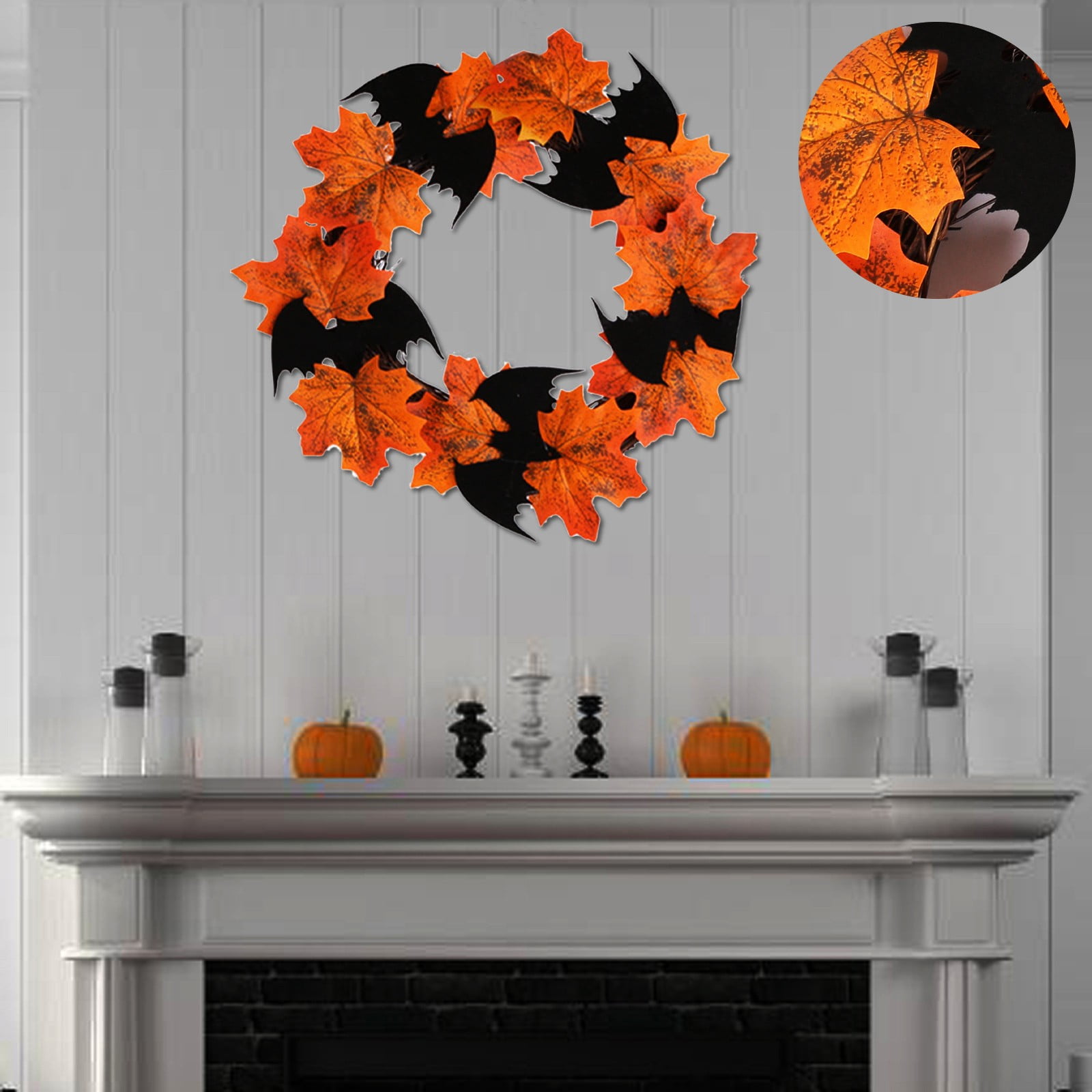 Maple Leaf Wreath Decor Realistic Large Outdoor Wreath with Lights over The Door Hook for Christmas with Lights 48 in Wreath Welcome Winter Door Sign Extra Large Wreath Storage Container Walmart