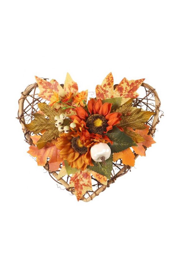 Maple Leaf Wreath, Maple Leaf Pumpkin Wreath, Artificial Maples Leaves Wreath with Pumpkins Pinecone Berry for Thanksgivings Halloween Decoration Indoor Outdoor