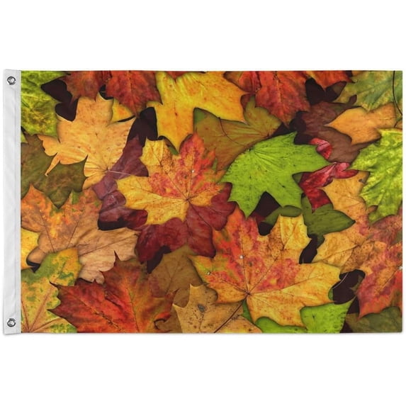 Maple Leaves Autumn Fall Forest Flags Maple Leaves Harvest Thanksgiving Day Flying Outdoor Flag Premium Banner for Home House Yard Garden Lawn Decor All Weather
