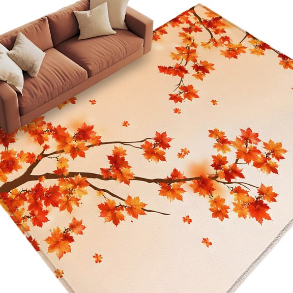 Maple Leaves Fall Area Rug 8x10 Washable Rug Non Slip Thanksgiving Botanical Leaves Autumn Large Area Rug Soft Stainresistant Indoor Floor Carpet for Living Room Bedroom Office Dining Room Nursery