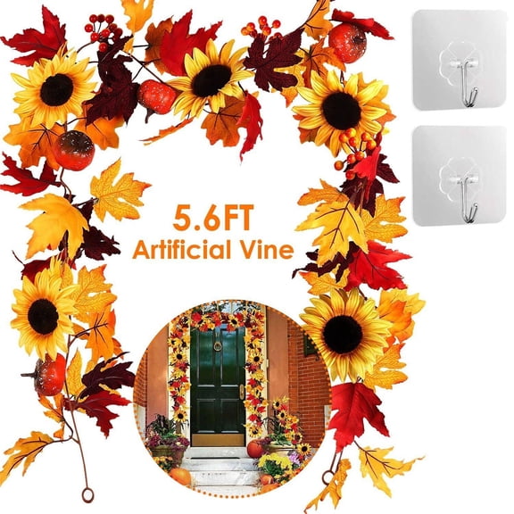 Maple Leaves Fall Garland 56ft Autumn Strand Decoration For Home Wedding Party Thanksgiving Seasonal Celebration