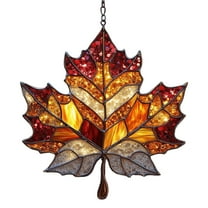Maple Leaves Fall Ornaments,Maple Leaf Suncatcher,Acrylic Stained Glass Window Hanging,Fall Mosaic Faux Stained Glass Window Hanging,Ideal Home & Garden Decor Gift,Window Wall Hanging Ornament,A