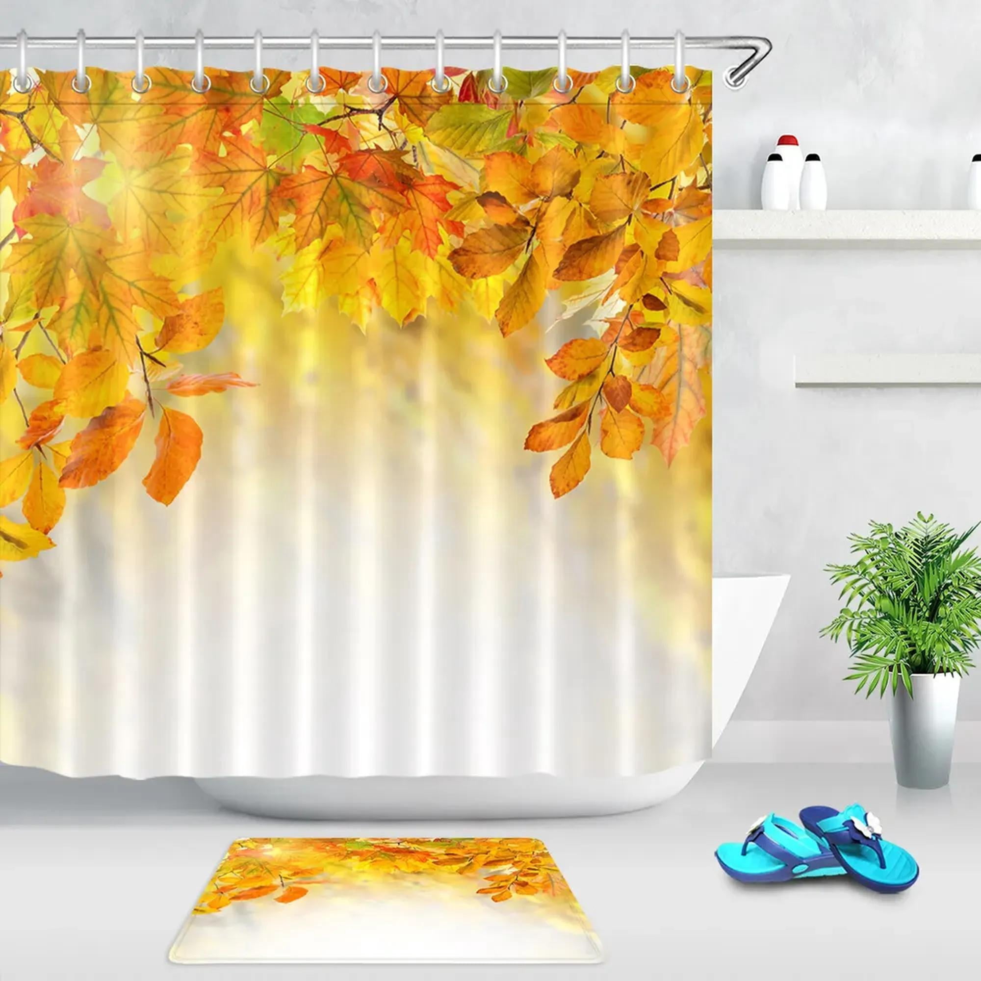 Maple Leaves Fall Shower Curtain Vibrant Autumn Bathroom Decor