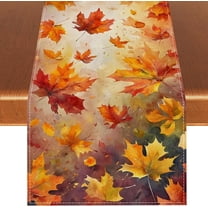 Maple Leaves Fall Table Runner,Autumn Thanksgiving Harvest Festival Farmhouse Decorations and Supplies for Home Kitchen Dining Room Table-13×72''''