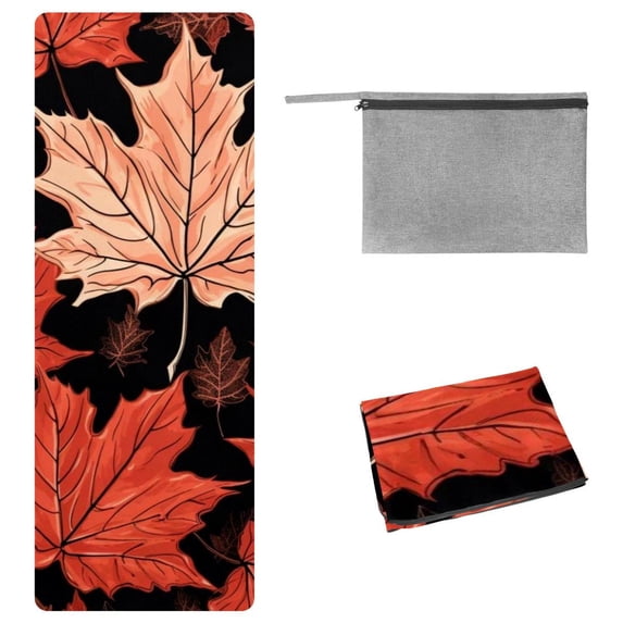 Maple Leaves Gym Towel with Storage Bag, 72.8"x26.8", Suitable for Yoga, Pilates, Fitness, etc. - Yoga Mat Towel, Yoga Towels, Yoga Towel