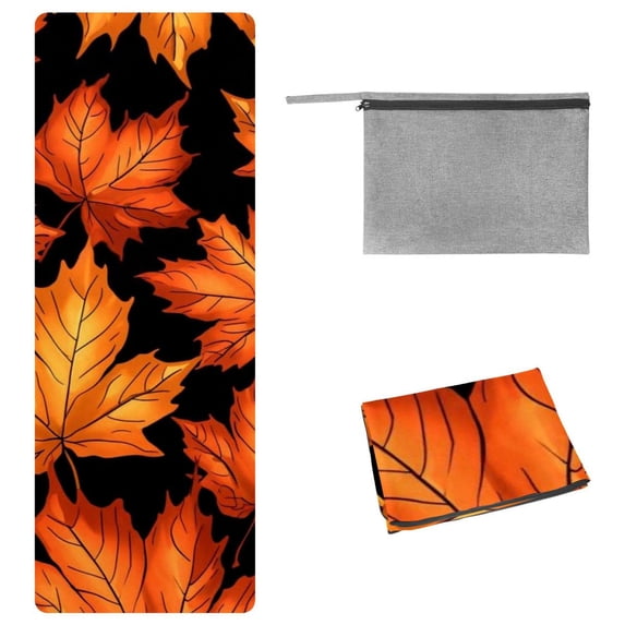 Maple Leaves Gym Towel with Storage Bag, 72.8"x26.8", Suitable for Yoga, Pilates, Fitness, etc. - Yoga Towel, Gym Towel, Yoga Blanket