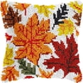 thumbnail image 1 of Maple Leaves Latch Hook Pillow Kits for DIY Handmade Throw Pillow Cushion Embroidery Latch Hooking Pillowcase Kits with Preprinted Canvas Crochet Yarn Kits 17''X 17''(g46), 1 of 7