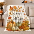 thumbnail image 1 of Maple Leaves Mums Rustic Pumpkin Harvest Branch, Festive Holiday Scene, Warm Flannel Blanket for Ranch House and Living Room, Art Lovers Thanksgiving Gift, Festive Home Decor, 1 of 9