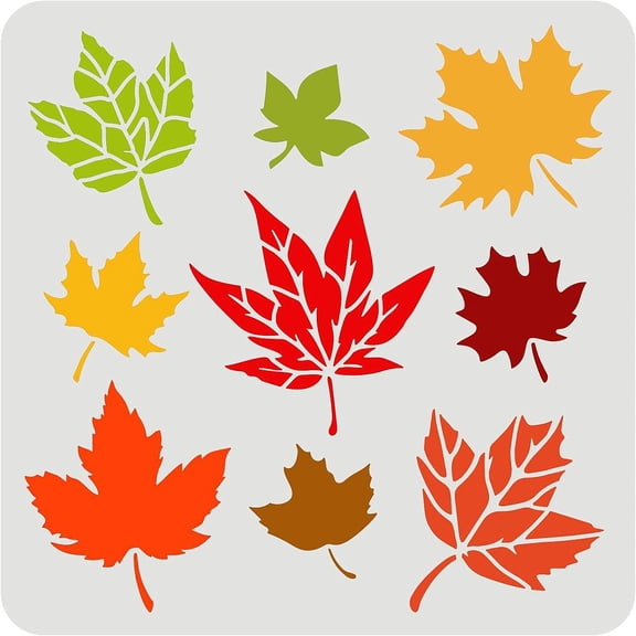 Maple Leaves Stencils 11.8x11.8inch Autumn Leaves Stencil Plastic Leaf Pattern Stencil Reusable Fall Leaf Stencils