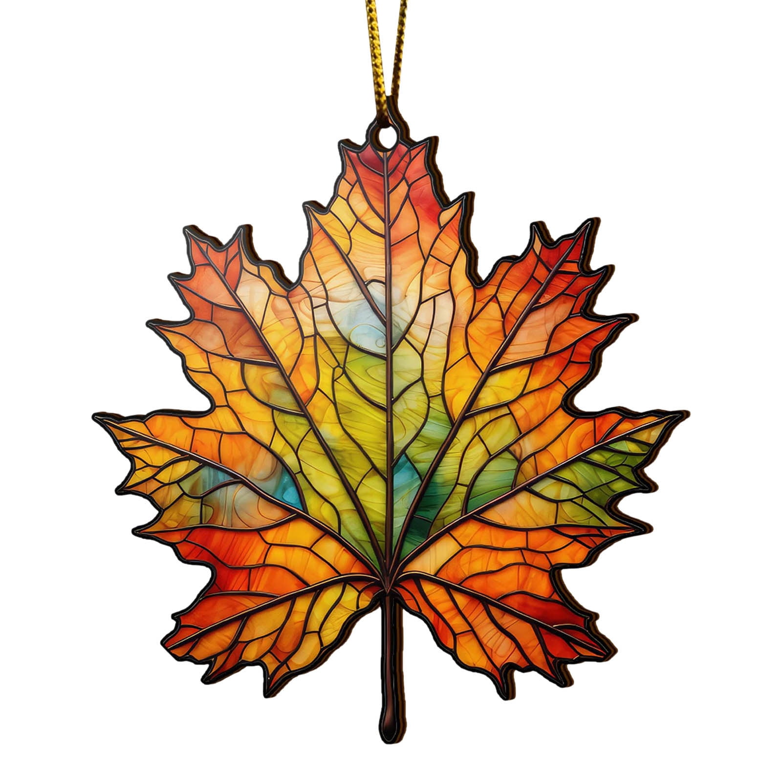 Maple Leaves Suncatcher Christmas Ornaments, Maple Leaf Stained Glass ...